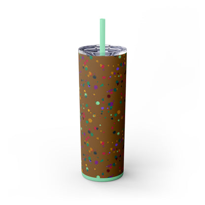 Color Chaos Skinny Tumbler with Straw, 20oz