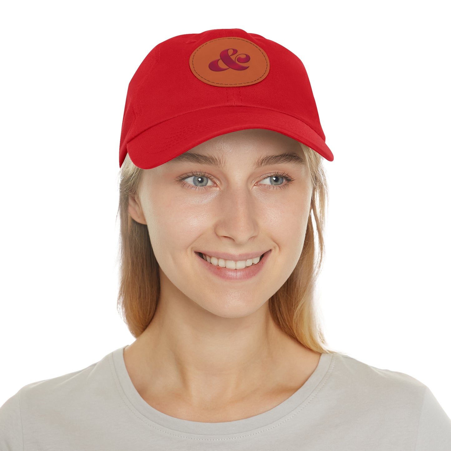 The Red Era Dad Hat with Leather Patch