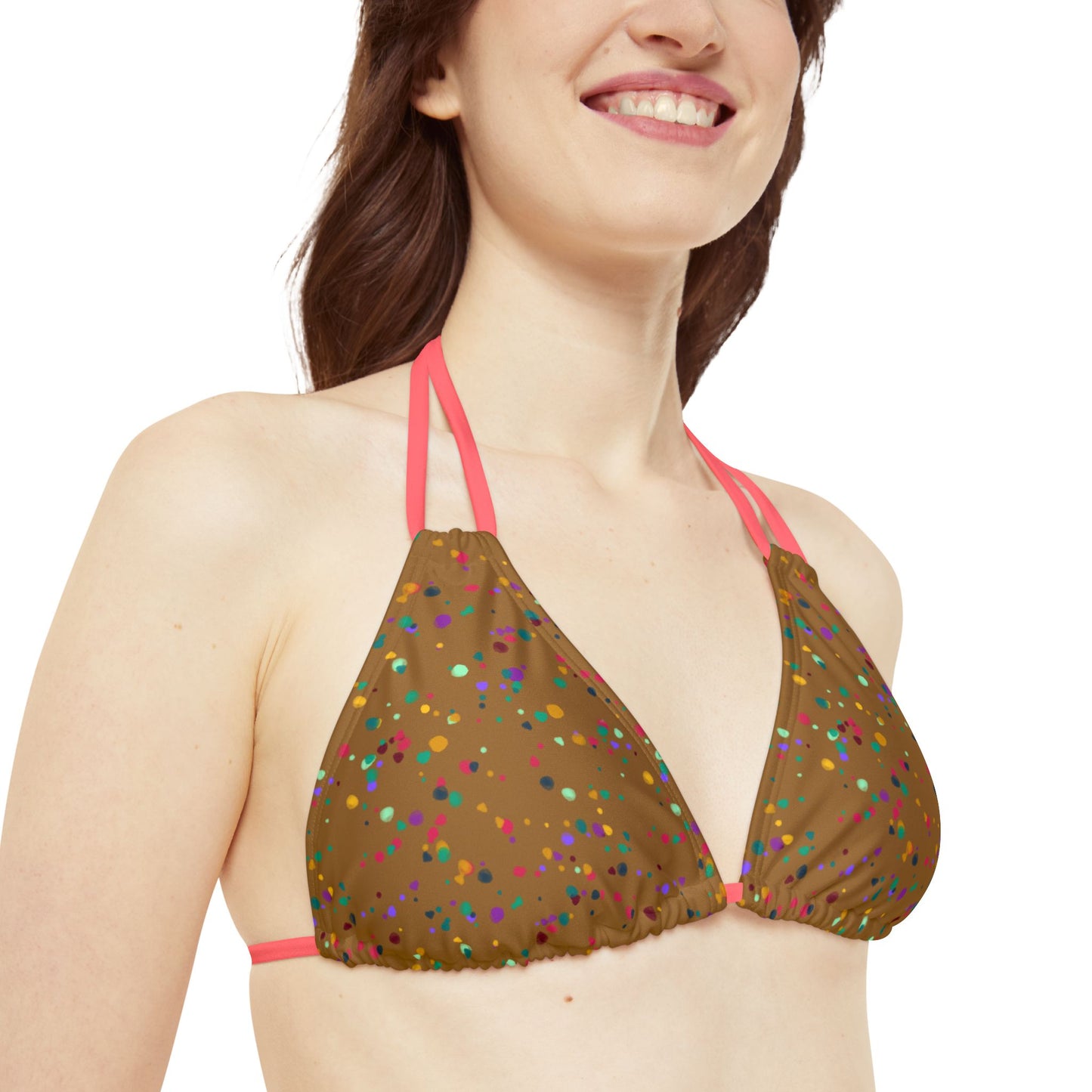 Color Chaos Strappy Triangle Bikini Top