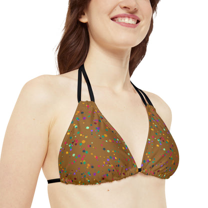 Color Chaos Strappy Triangle Bikini Top