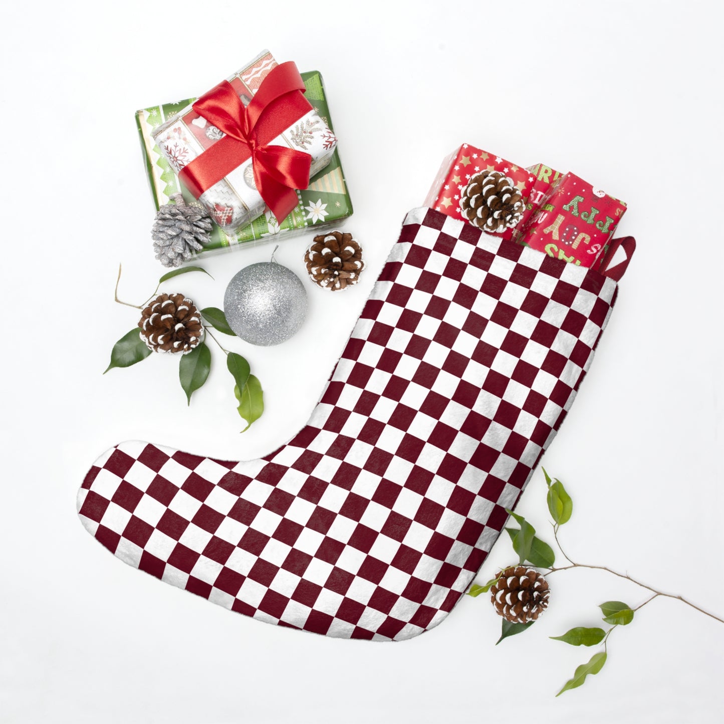 Pomegranate Check Christmas Stockings