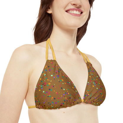 Color Chaos Strappy Triangle Bikini Top