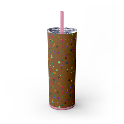 Color Chaos Skinny Tumbler with Straw, 20oz