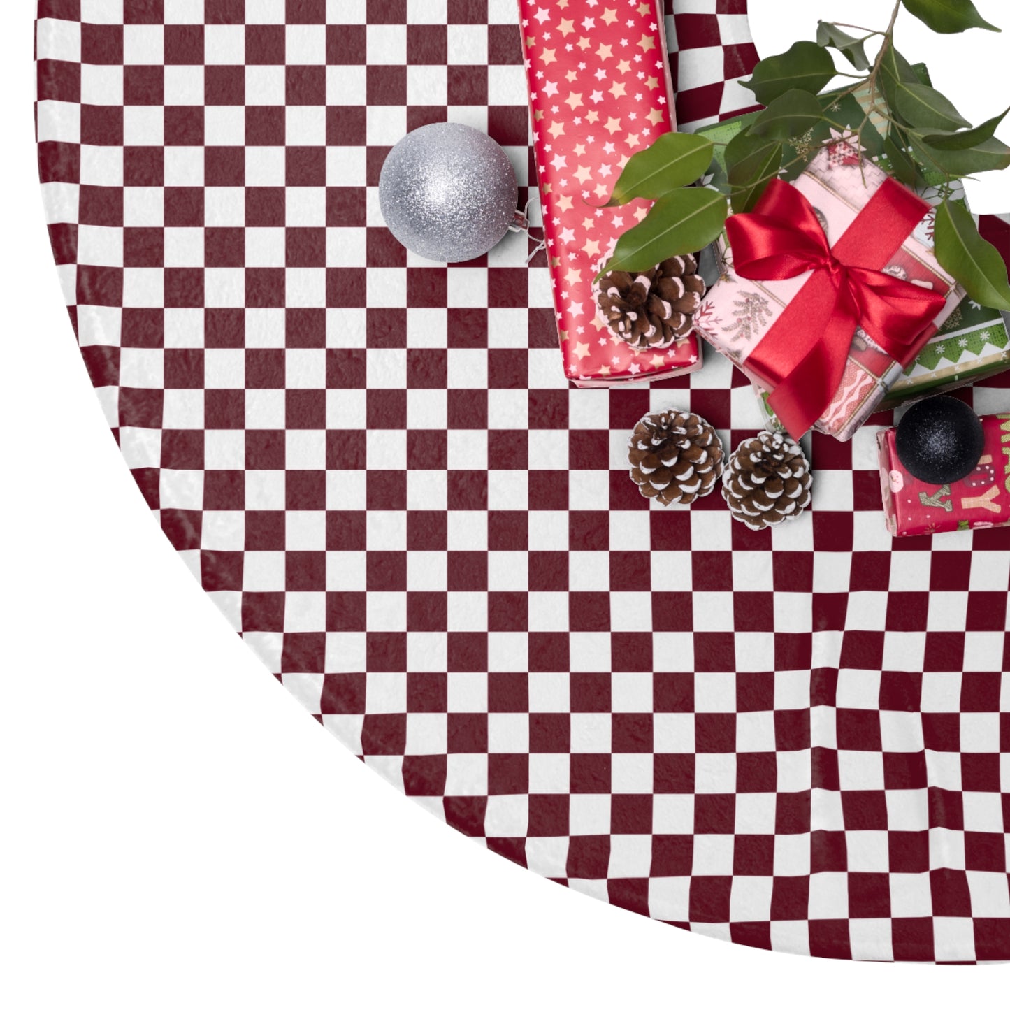 Pomegranate Check Christmas Tree Skirt