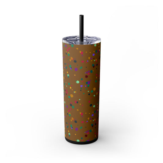 Color Chaos Skinny Tumbler with Straw, 20oz