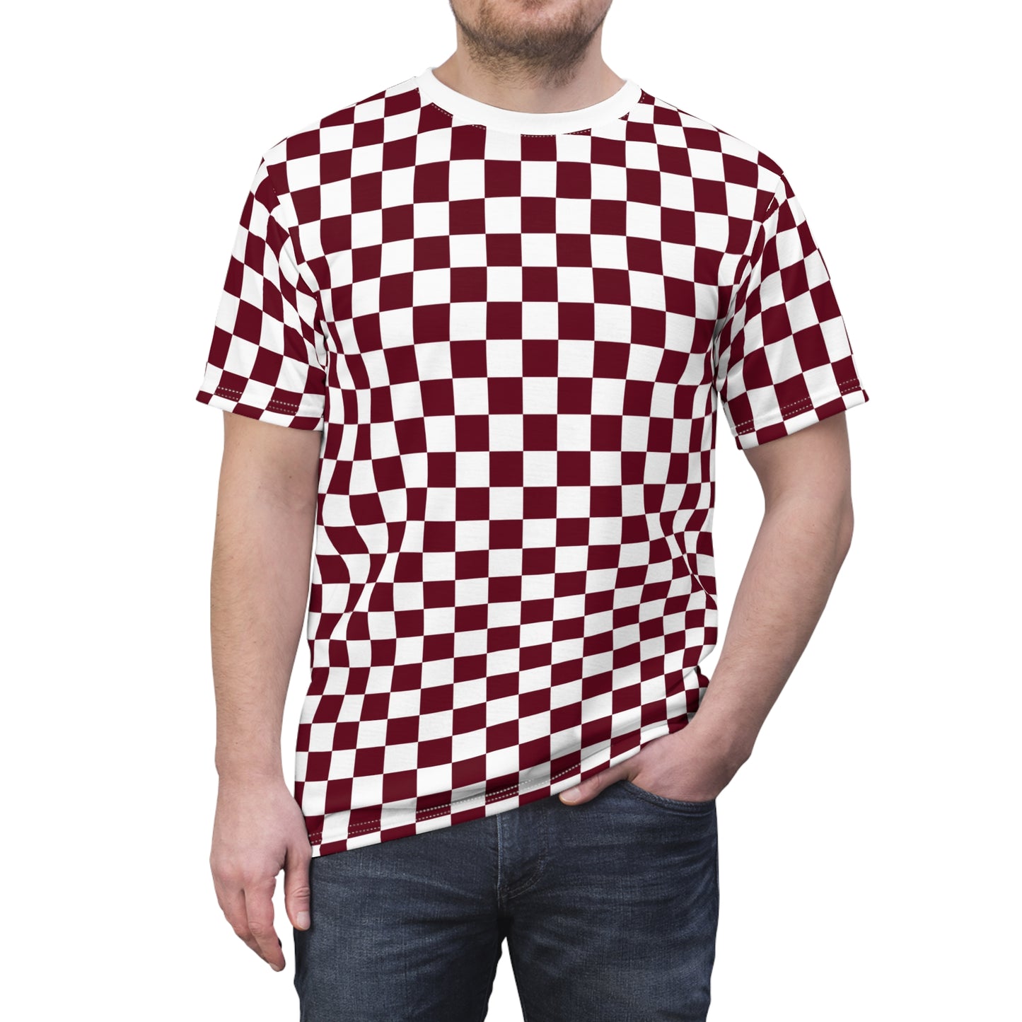 Pomegranate Check Unisex Cut & Sew Tee